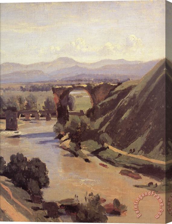 Jean Baptiste Camille Corot The Augustan Bridge at Narni [detail] Stretched Canvas Painting / Canvas Art